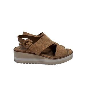 Vince Shelby Platform Sandals Womens 6.5 Tan Cork Slingback Open Toe